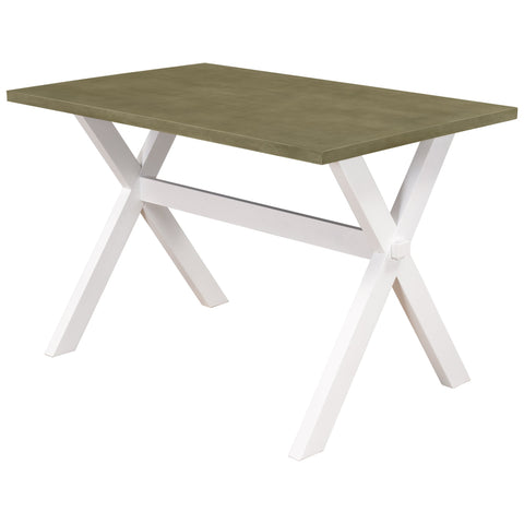 Farmhouse Rustic Wood Kitchen Dining Table with X-shape Legs, Gray