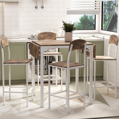 Farmhouse 5-piece Counter Height Drop Leaf Dining Table Set with