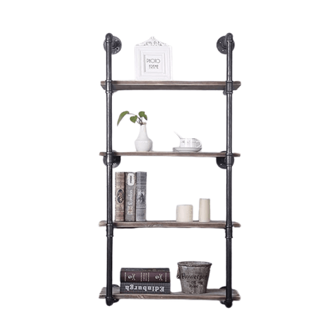 (4 Tier - 24in) Industrial Pipe Shelving, Industrial Floating Shelves