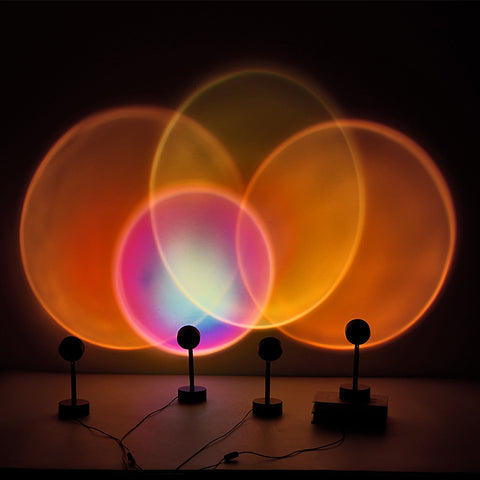 Sunset Projection Lamp Rainbow Atmosphere Night Light Sunset Light For Bedroom Room Christmas Decoration Background Table Lamp