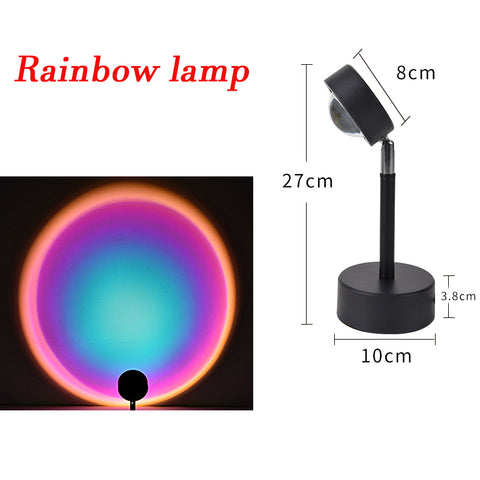 Sunset Projection Lamp Rainbow Atmosphere Night Light Sunset Light For Bedroom Room Christmas Decoration Background Table Lamp