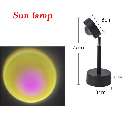 Sunset Projection Lamp Rainbow Atmosphere Night Light Sunset Light For Bedroom Room Christmas Decoration Background Table Lamp