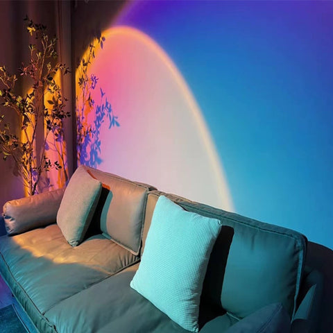 Sunset Projection Lamp Rainbow Atmosphere Night Light Sunset Light For Bedroom Room Christmas Decoration Background Table Lamp