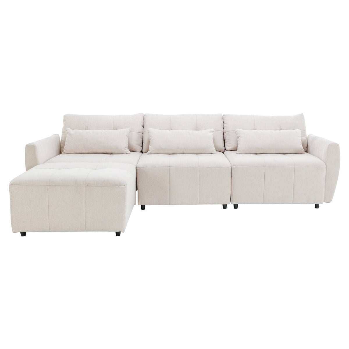 113.3" Convertible Sectional Sofa Couch 3-Seat L-Shaped Sofa with