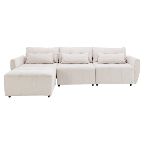 113.3" Convertible Sectional Sofa Couch 3-Seat L-Shaped Sofa with