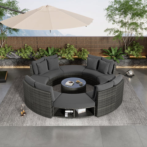 9-Piece Outdoor Patio Furniture Luxury Circular Outdoor Sofa Set