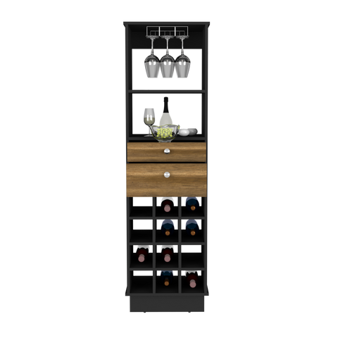 Bar Cabinet Bureck, Two Drawers, Twelve Wine Cubbies, Black Wengue /