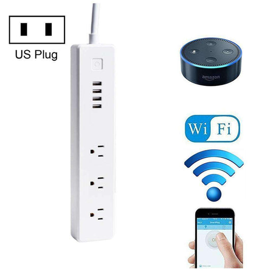 4 x USB Ports + 3 x US Plug Jack WiFi Remote Control Smart Power