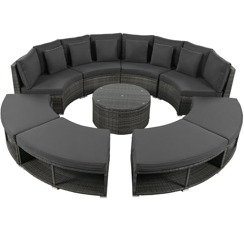 9-Piece Outdoor Patio Furniture Luxury Circular Outdoor Sofa Set