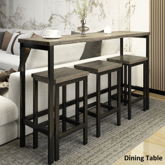 Counter Height Extra Long Dining Table Set with 3 Stools Pub Kitchen