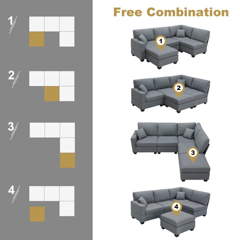 89.8*60.2" Modern Sectional Sofa,5-Seat Modular Couch Set with