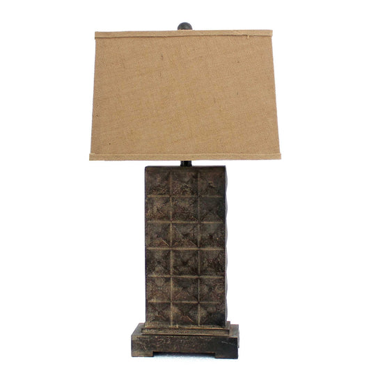 4.75 x 9.5 x 29.5 Brown Vintage With Metal Pedestal - Table Lamp