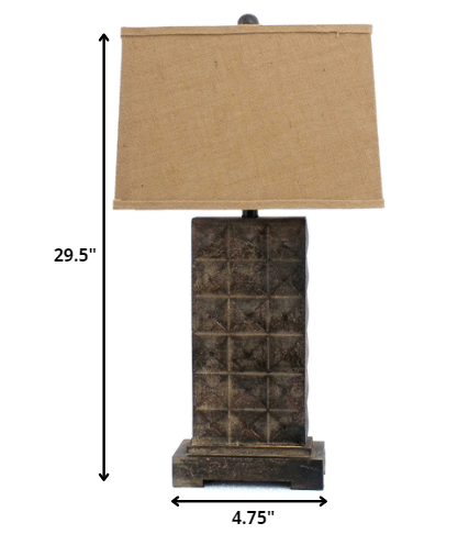 4.75 x 9.5 x 29.5 Brown Vintage With Metal Pedestal - Table Lamp