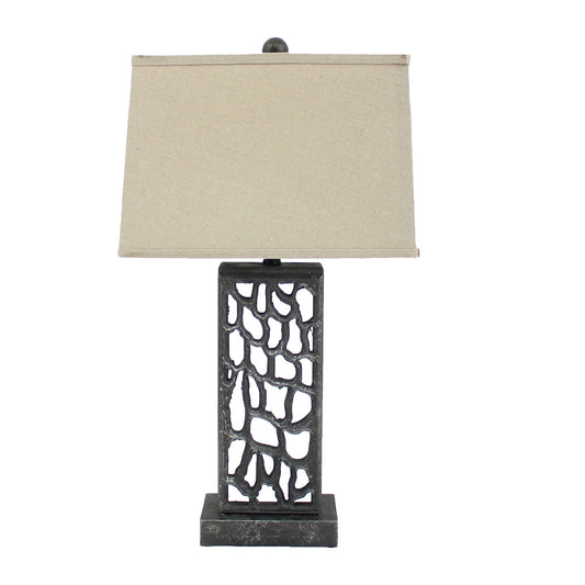 5 x 8 x 28.75 Silver Metal With Multi Mini Grotto Pattern - Table Lamp