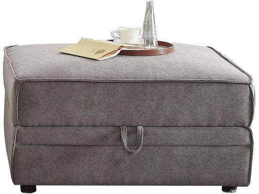 30inches X 34inches X 19inches Gray Velvet Ottoman With Storage