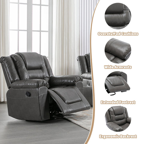 3 Seater Home Theater Recliner Manual Recliner Chair with Two Built-in