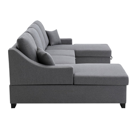 Upholstery Sleeper Sectional Sofa with Double Storage Spaces, 2