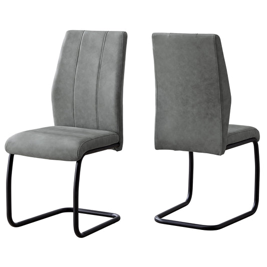 Two 77.5inches Fabric Black Metal and Polyester Dining Chairs