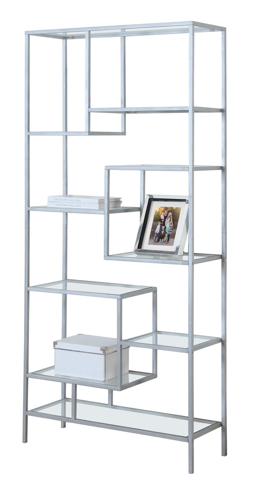 72inches Metal and Tempered Glass Bookcase