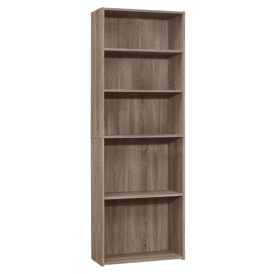 Five Shelf Dark Taupe Bookcase