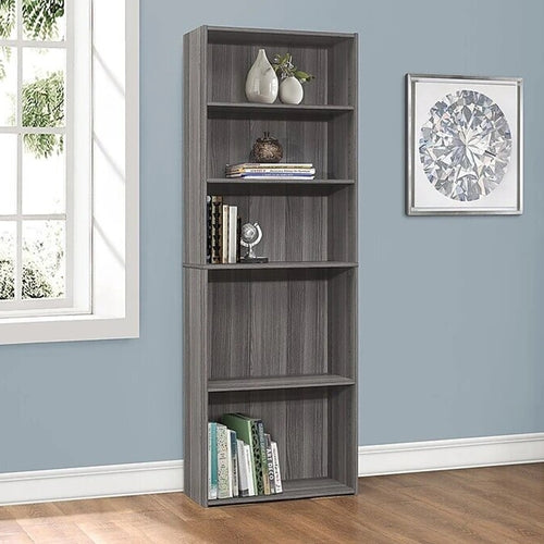 11.75inches x 24.75inches x 71.25inches Grey 5 Shelves  Bookcase