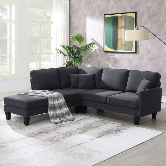 90*88" Terrycloth Modern Sectional Sofa,5-Seat Practical Couch Set