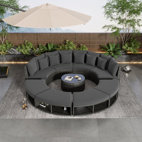 9-Piece Outdoor Patio Furniture Luxury Circular Outdoor Sofa Set