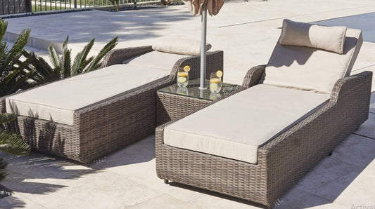 78inches X 29inches X 35inches Brown 3Piece Outdoor Arm Chaise Lounge