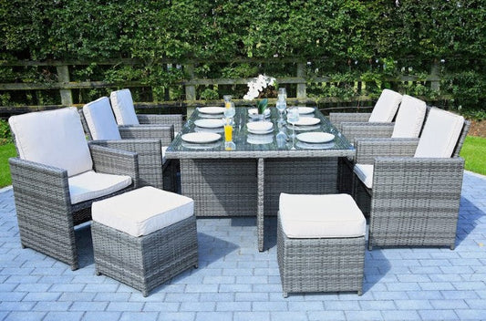 129inches X 76inches X 46inches Gray 11Piece Outdoor Dining Set with