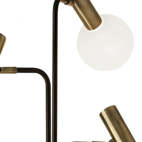 Sleek Black and Brass Finish LED 3-Arm Floor Lamp