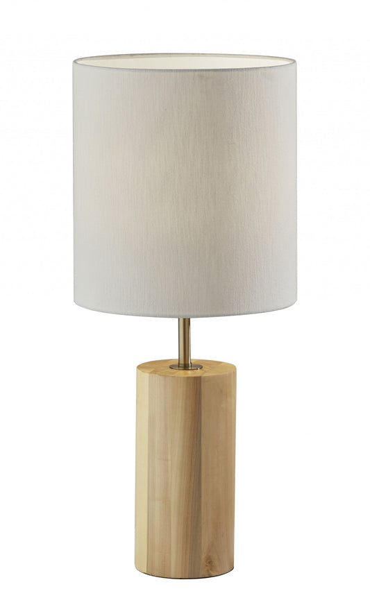 Natural Wood Circular Block Table Lamp