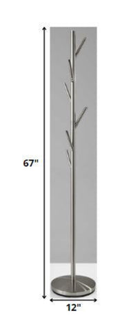 12inches X 67inches Brushed Steel Brushed Steel Coat Rack