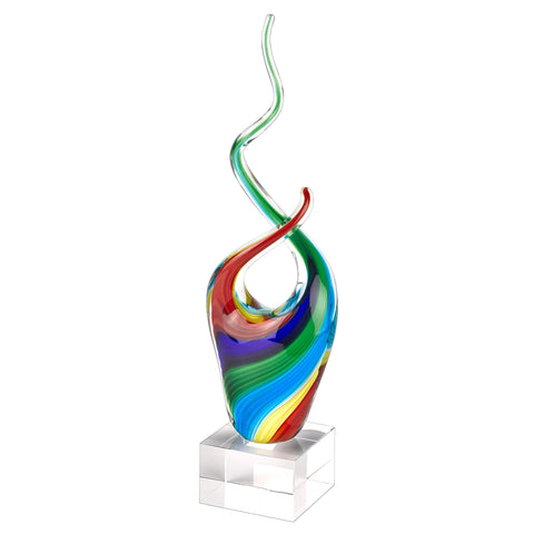 11 MultiColor Art Glass Abstract Centerpiece on Crystal Base