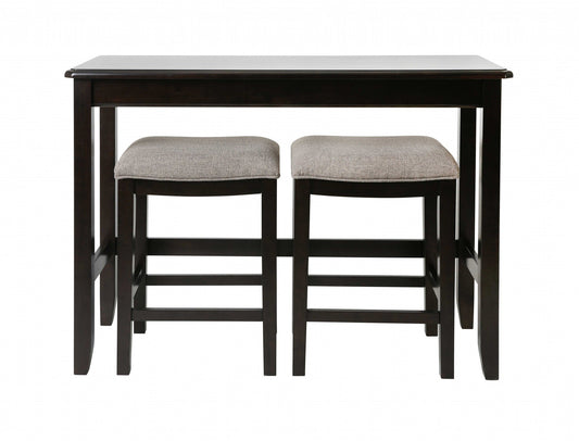 Perfecto Espresso Finish Sofa table with Two Bar Stools