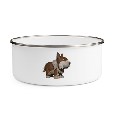 Brown Dog Enamel Bowl