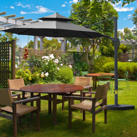 Outsunny 11ft Outdoor Cantilever Umbrella Rotatable Sun Shade Market