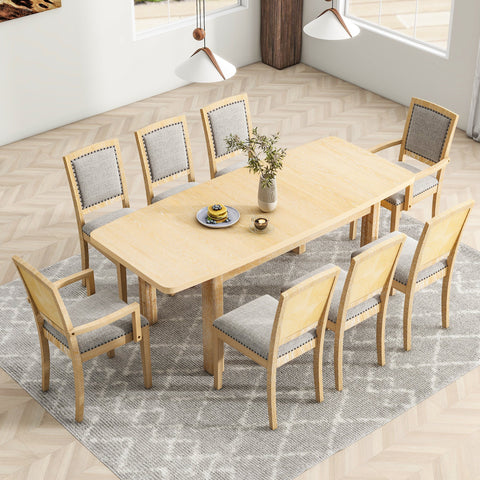 Rustic Extendable 84inch Dining Table Set with 24inch Removable Leaf ,