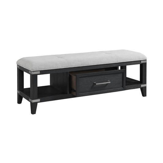 52" Bench w/Drawer in Weathered Steel