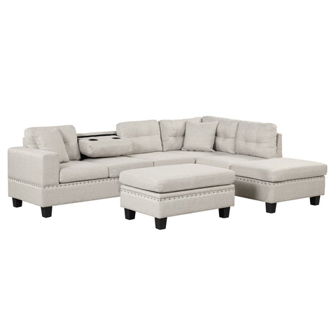 104.5" Modern Sectional Sofa with Storage Ottoman, L-Shape Couch with