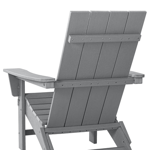 HDPE Folding 2 Adirondack Bench Lounge Chairs with Footrest &Table Outdoor Patio