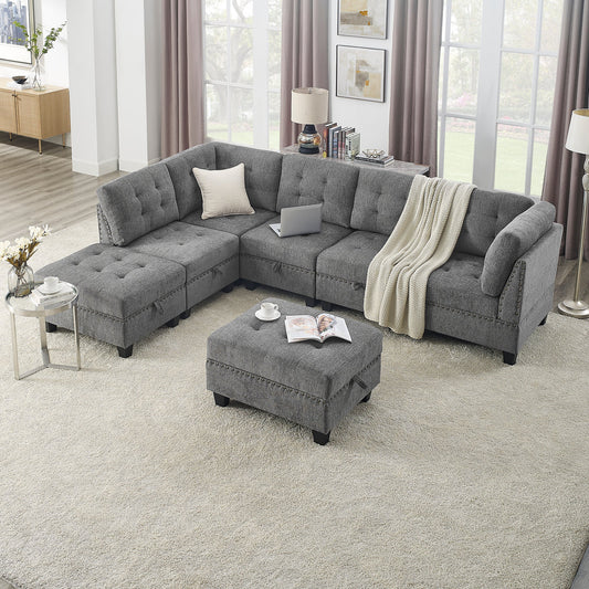 L shape Modular Sectional Sofa,DIY Combination,includes Three Single