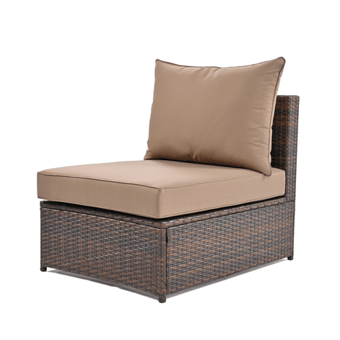 6-Piece Patio Outdoor Conversation Round Sofa Set, PE Wicker Rattan