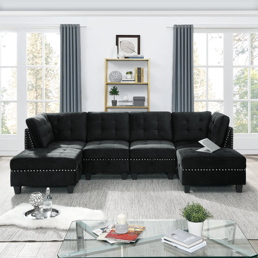 U shape Modular Sectional Sofa,DIY Combination,includes Two Single