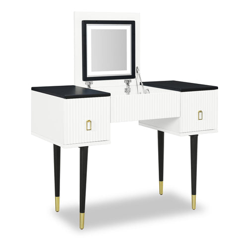 43.3" Modern Vanity Table Set with Flip-top Mirror and LED Light,