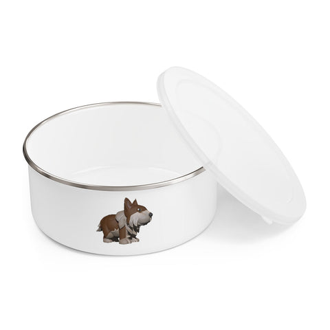 Brown Dog Enamel Bowl