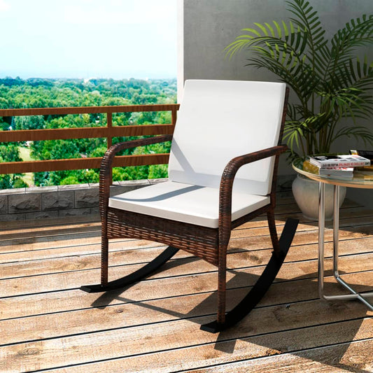 Outdoor Rocking Chair Brown Poly Rattan