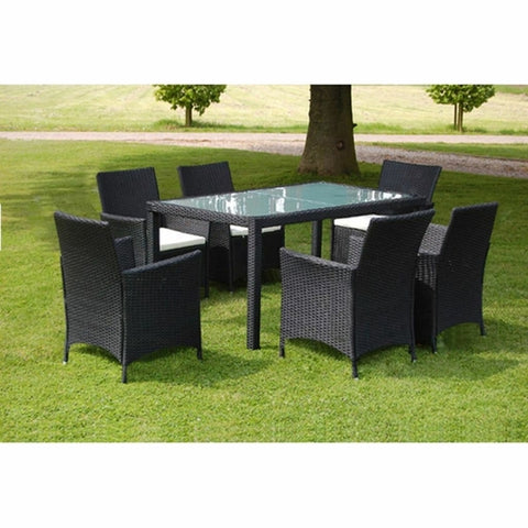 9 Piece Outdoor Dining Set with Cushions Poly Rattan Gray