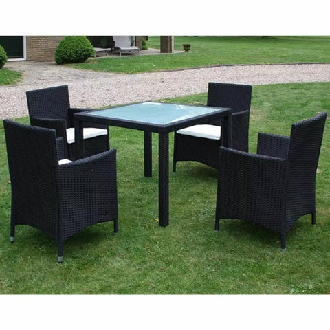 9 Piece Outdoor Dining Set with Cushions Poly Rattan Gray