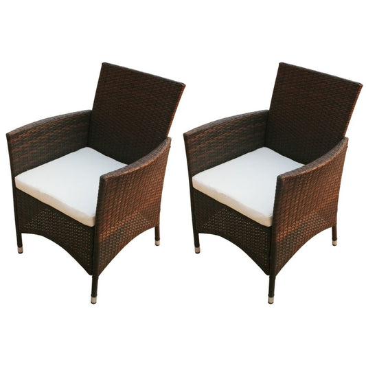 Garden Chairs 2 pcs with Cushions Poly Rattan Gray