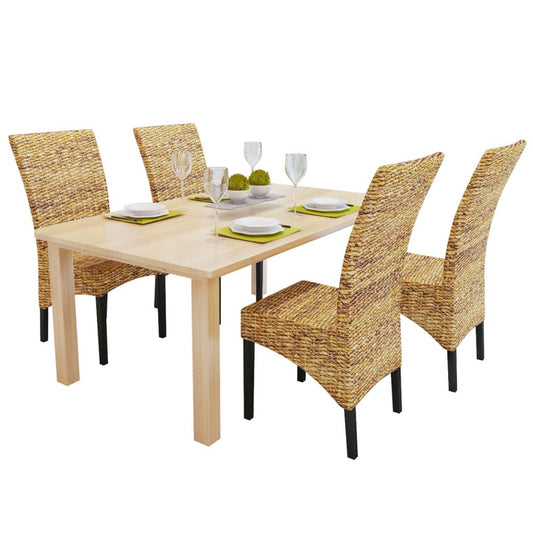 Dining Chairs 4 pcs Abaca and Solid Mango Wood